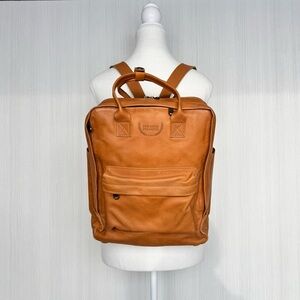 PARADISO PERDUTO Utility Backpack Dual Zip OS Tan Leather Side Pockets Casual